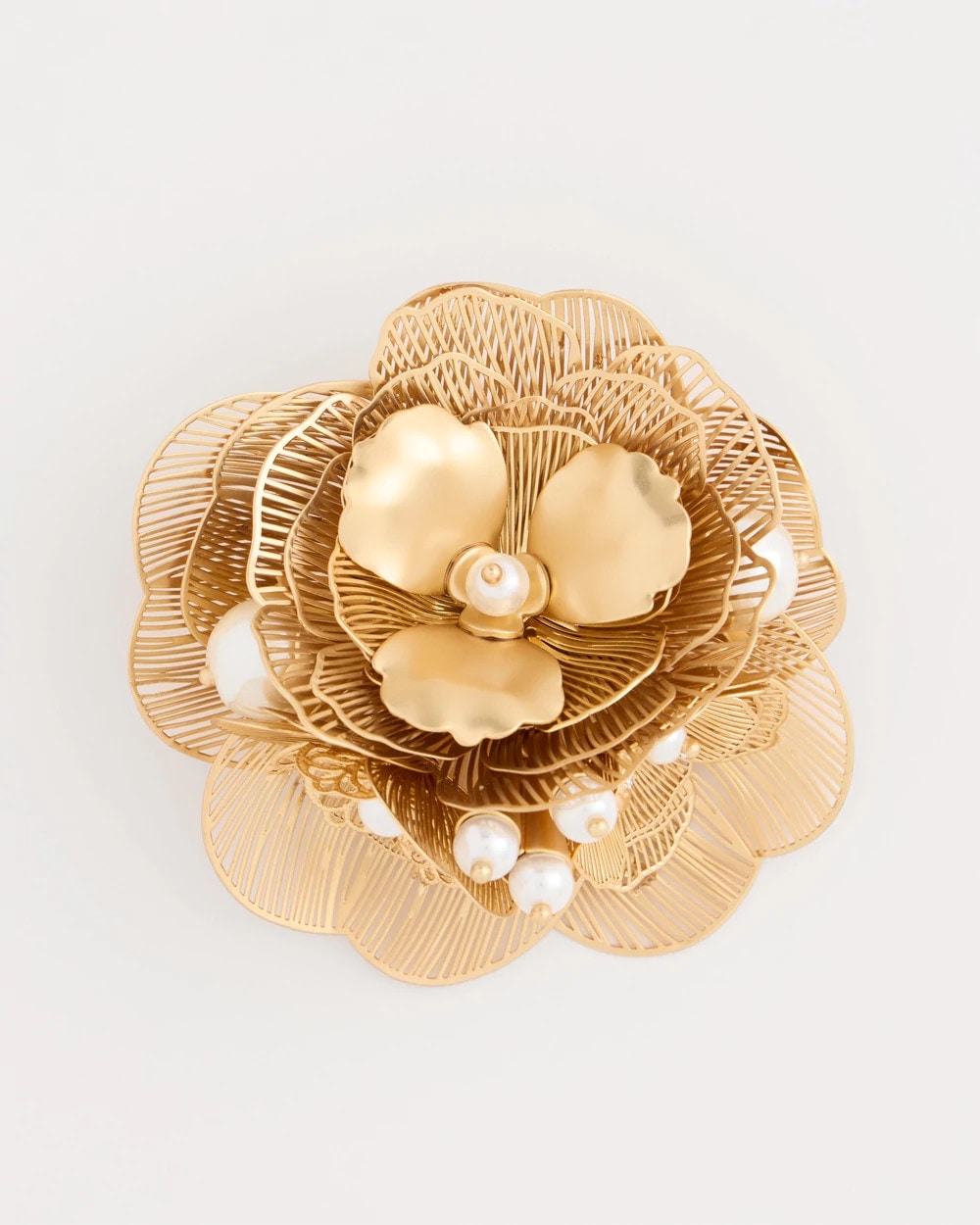 Gold Filigree Flower Brooch