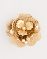 Gold Filigree Flower Brooch