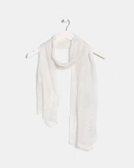 White Textured Palms Oblong Scarf