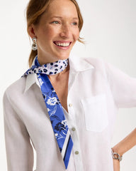 Amparo Blue Dutch Floral Polka-Dot Skinny Scarf