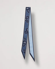 Passport Blue Ikebana Printed Skinny Scarf
