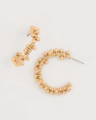 Gold Golden Beaded Hoop Earrings