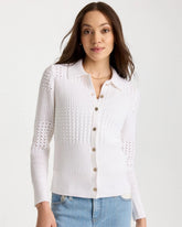 Alabaster Textured Button-Front Cardigan