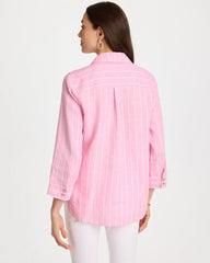 Pink Pansy No Iron™ Linen Striped Shirt