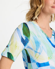 Amparo Blue Printed Pima V-Neck Tee