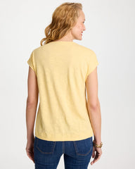 Golden Haze Monochrome Embroidered Cap-Sleeve Tee