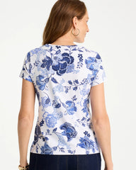 Passport Blue Jolene Cotton Stretch Cap Sleeve Tee