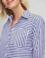 Hidden Sapphire Stripe Mixing Poplin Shirt