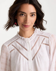 Alabaster Cutwork Trim Chiffon Blouse