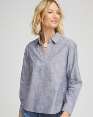 Indigo Chambray Striped Soft Popover
