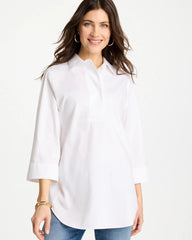 Optic White No Iron™ Stretch Popover Tunic