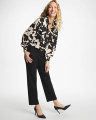 Black Crepe Mockneck Blouse