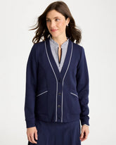 Passport Blue Zenergy® Soft Pique Button-Down Cardigan