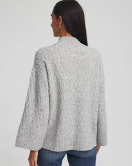 Cloud Heather Gray Sequined Cable Knit Sweater