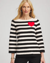 English Cream Striped V-Day Pullover