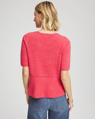 Folkloric Red Pullover Peplum Sweater