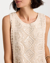 Neutral Crochet Sequin Tank