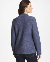 Medium Denim Denim Inspired Textured Cardigan