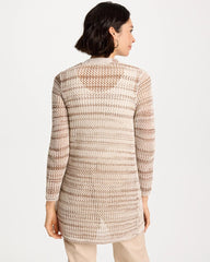 Cattail Brown Pointelle Metallic Cardigan