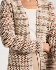 Cattail Brown Pointelle Metallic Cardigan