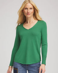 Jardin Green Ella V-Neck Pullover Sweater