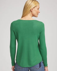 Jardin Green Ella V-Neck Pullover Sweater