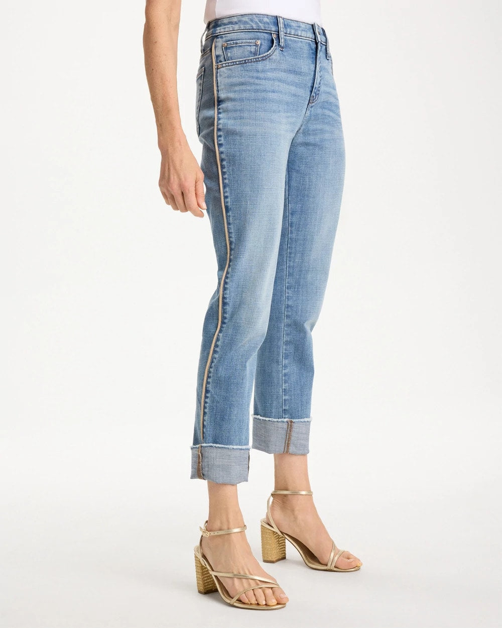 Allegro Indigo Girlfriend Roll Cuff Crop Jeans