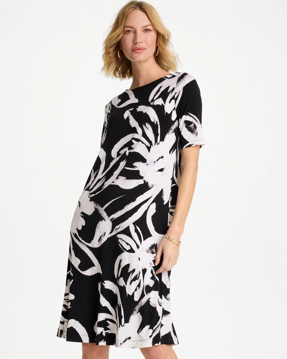Black/White Travelers™ Knit New Bloom Day Dress