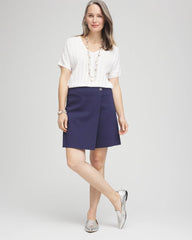 Passport Blue Brigitte™ Pull-On Asymmetrical Wrap Skort
