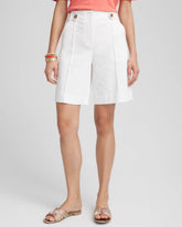 Alabaster Sateen Tab-Front A-line Shorts