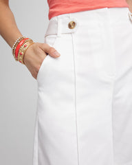 Alabaster Sateen Tab-Front A-line Shorts
