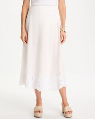 Alabaster Alabaster Twill Embroidered Hem Skirt