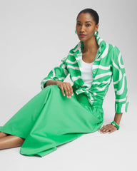Grassy Green Poplin Smocked Waist Skirt