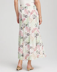 Ecru Floral Embroidered Crinkle Maxi Skirt