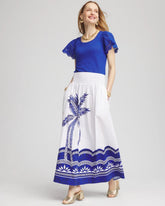 Alabaster Tropical Smocked Waist Pull-On Skirt