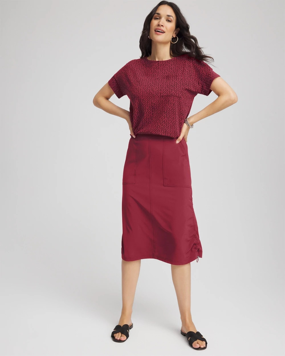 Russet Red Zenergy® UPF Bungee-Hem Pull-On Skirt