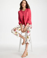 Hot Honeysuckle Collarless Twill Box Jacket