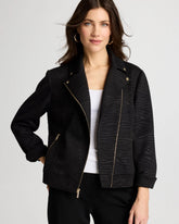 Black Embossed Knit Moto Jacket