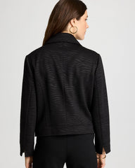 Black Embossed Knit Moto Jacket