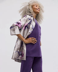 Rich Amethyst Travelers™ Collection Iris Collared Long Jacket