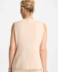 Pale Sand Split Hem Crepe Vest