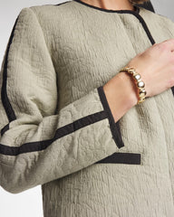 Seagrass Green Collarless Quilted Box Jacket