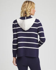 Passport Blue Zenergy® Luxe Reversible Stripe Cardigan