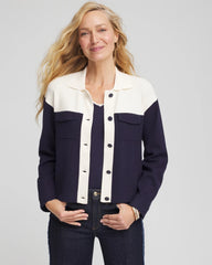 Passport Blue Colorblock Cardigan Jacket