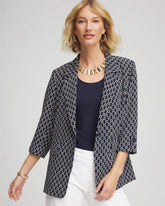Passport Blue Printed Soft Crepe Blazer