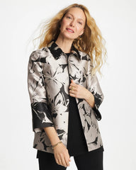 Smokey Taupe Travelers™ Collection Floral Jacquard Jacket