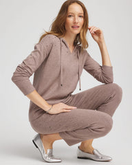 Taupe Heather Zenergy® Luxe Rhinestone Sweater
