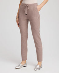Taupe Heather Zenergy® Luxe Rhinestone Ankle Pants