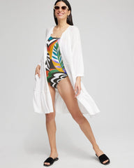 Alabaster Button Front Swim Coverup