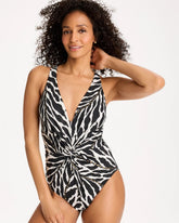 Black/White Magicsuit® Sand Tracks Drew One Piece
